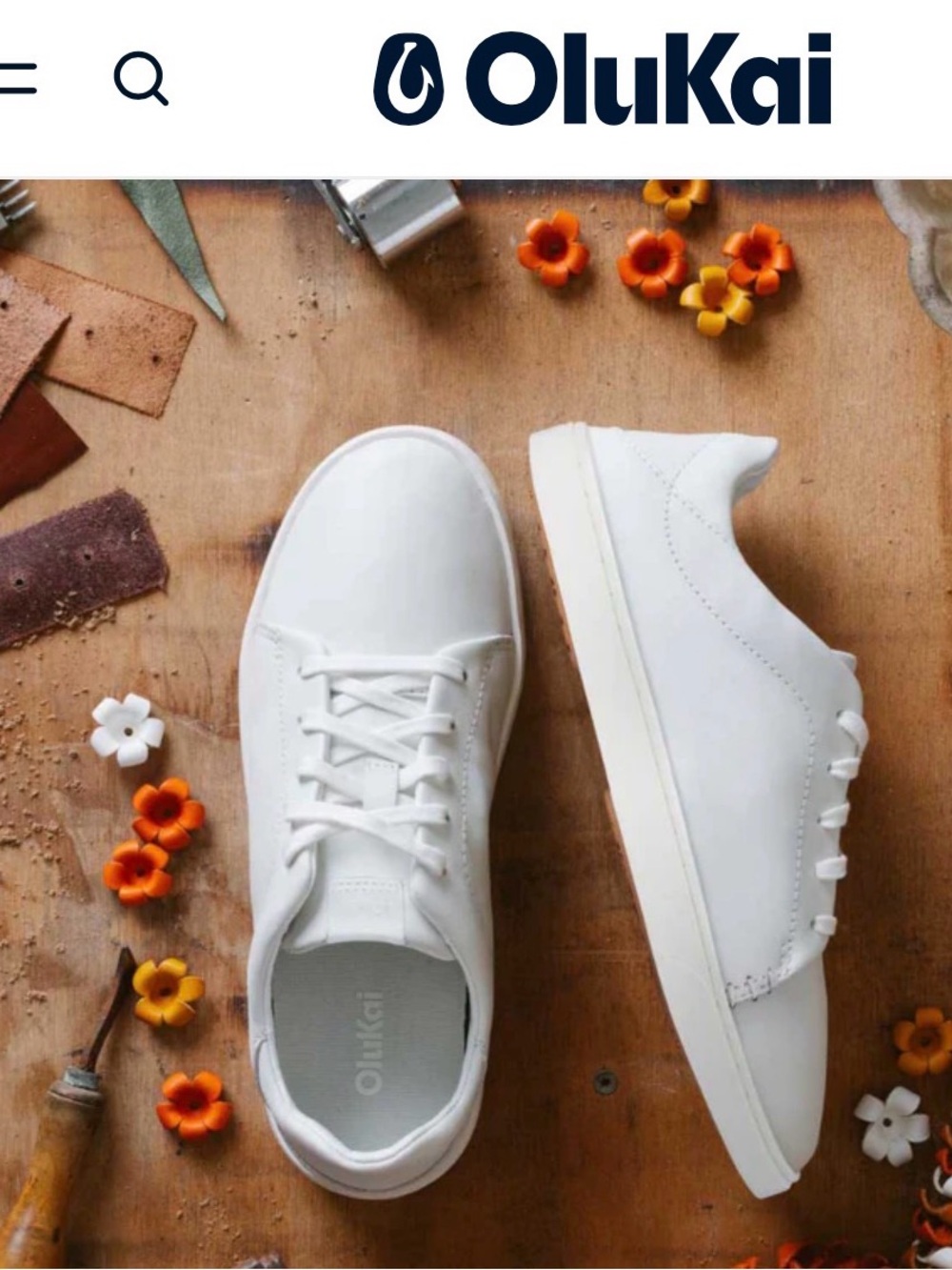 OluKai Women’s White Leather Sneakers